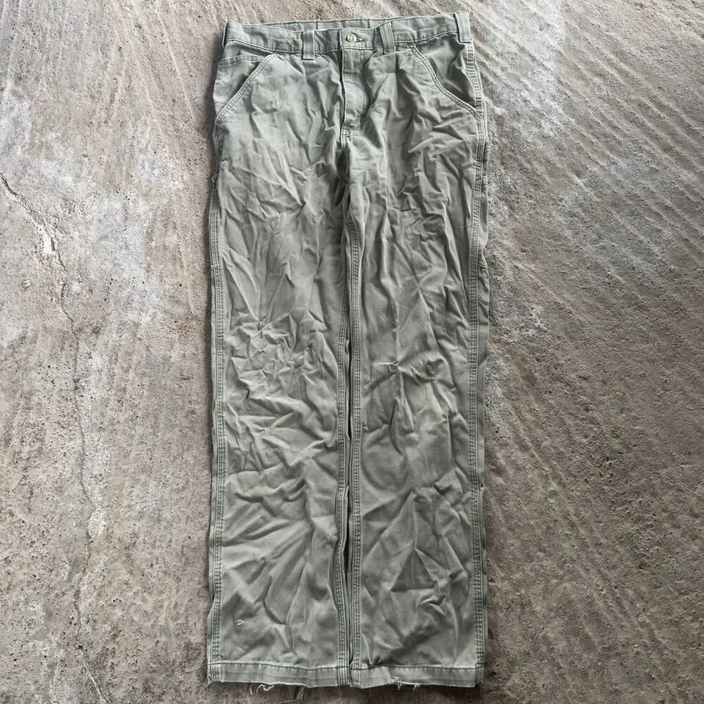 VINTAGE B324 ARG GREEN CARHARTT RELAXED FIT CARPENTER PANTS 33X34 LOOSE